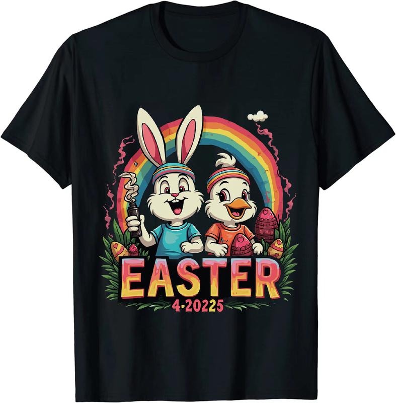 [100% Cotton] Viscountly Easter 4 20 25 T - Shirt With Bunny Duck And Egg Decor Hoodie, Sweatshirt | HypeDripTees.com