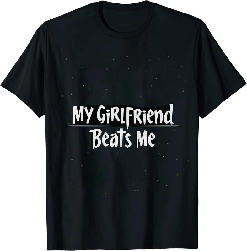 [100% Cotton] Waggish Couples T - Shirt My Girlfriend Beats Me for Love