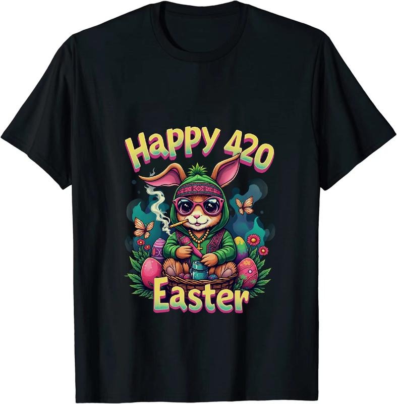[100% Cotton] Wall Street Wizard Happy 4 - 20 Easter Bunny T