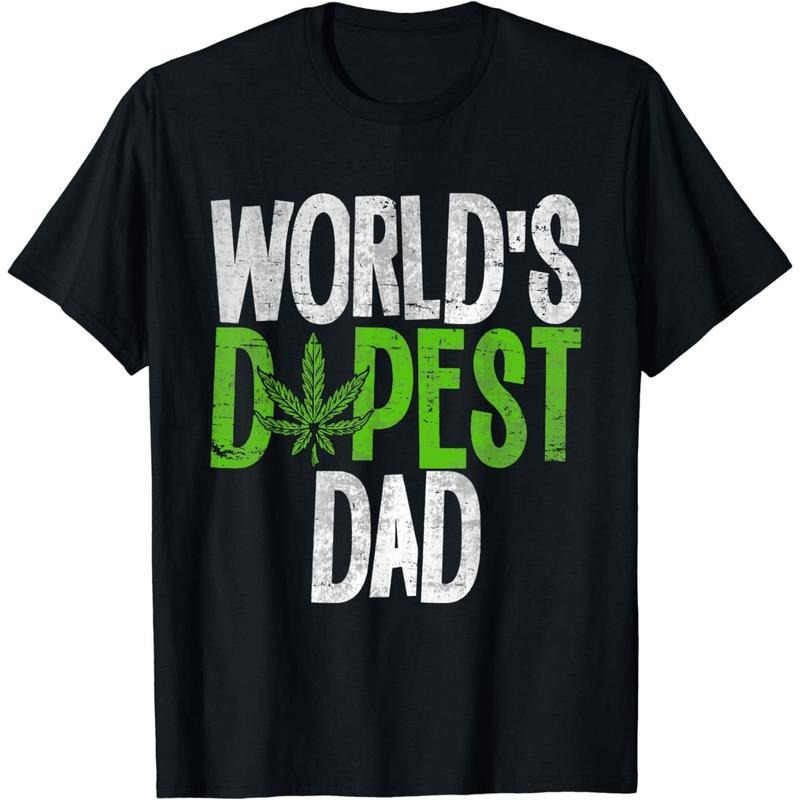 [100% Cotton] World Best Dad With Green Cannabis Leaf Cool Graphic T-Shirt Hoodie, Sweatshirt | HypeDripTees.com