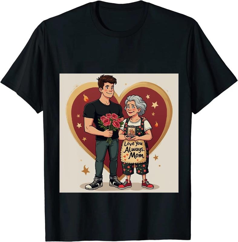 [100% Cotton] Young Man And Grandma With Roses Love You A Million Moms Heart Design T-Shirt Hoodie, Sweatshirt
