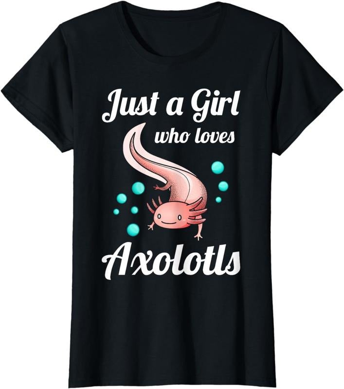 [100% Cotton] graphic tees [100% Cotton] Just A Girl Who Loves Axolotls Axolotl Lovers Gift T-Shirt Hoodie, Sweatshirt