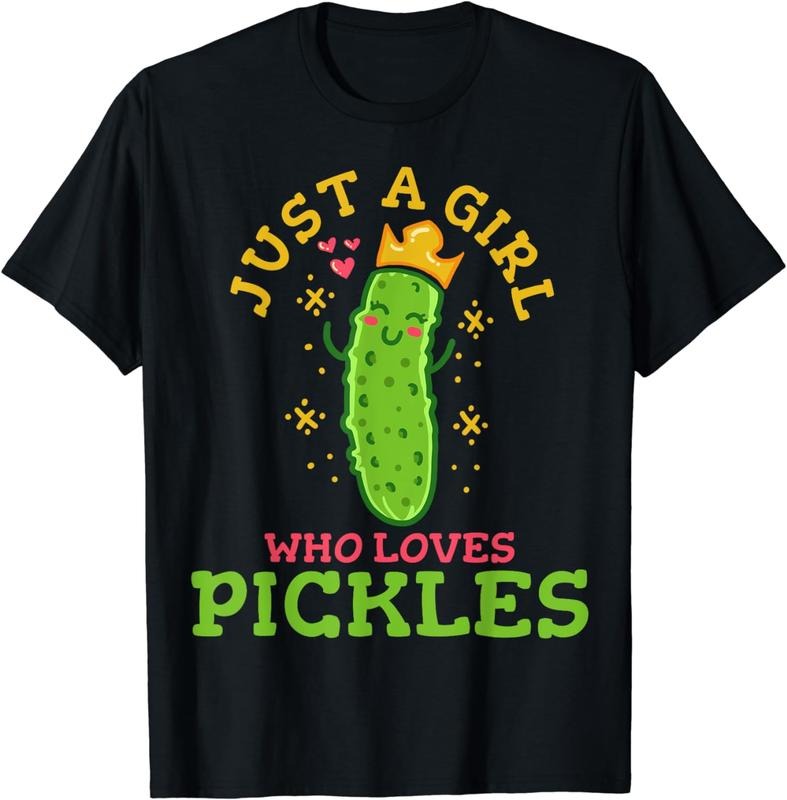 [100% Cotton] graphic tees [100% Cotton] Pickle Just A Girl Who Loves Pickles Vegan T-Shirt Hoodie, Sweatshirt