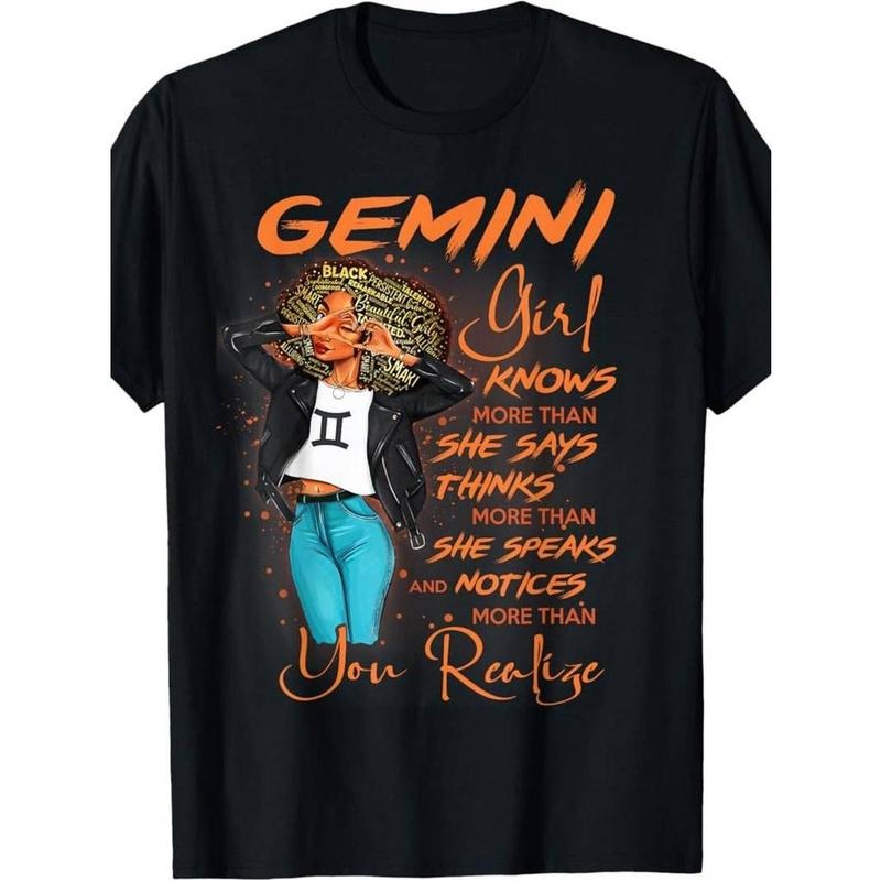 [100% Cotton] graphic tees 100% Made in USA, 180g Gemini Girl Knows More Than She Says For Black Women T-Shirt Hoodie,...