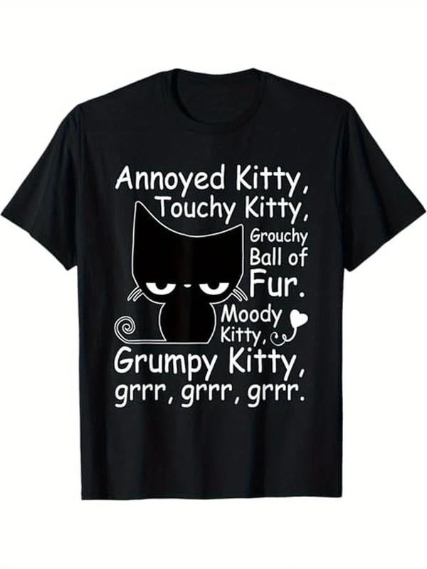 [100% Cotton] graphic tees Angry Cat Kitten Lover Humorous Attitude Fur Pet Owner'S T-Shirt, 100% Cotton, Men Women Dad...