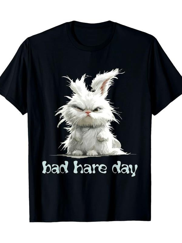 [100% Cotton] graphic tees Bad Hare Day Funny Word Game Bunny Rabbit Fun T-Shirt, Men's T-Shirt Hoodie, Sweatshirt