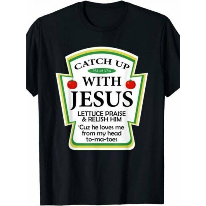 [100% Cotton] graphic tees Catch Jesus" Ketchup Fun Christian Gift Creative T-shirt Hoodie, Sweatshirt | HypeDripTees.com