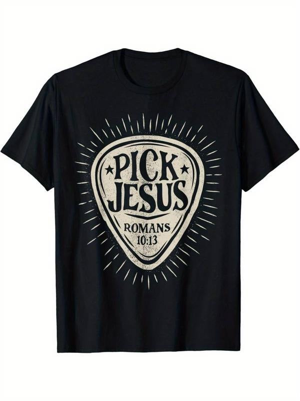 [100% Cotton] graphic tees Guitar Pick Jesus Christian Music Guitarist Priest Vintage T-Shirt Hoodie, Sweatshirt