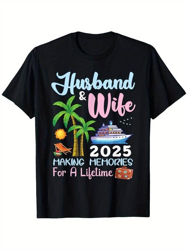 [100% Cotton] graphic tees Husband & Wife 2025 Making Memories for a Lifetime" Cruise T-Shirt
