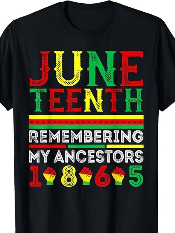 [100% Cotton] graphic tees Juneteenth 1865 Commemorative T-Shirt | Unisex Cotton Tee | Multi-Color Geometric Pattern |...
