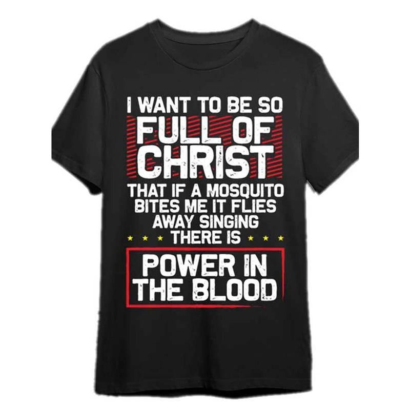 [100% Cotton] graphic tees Men'S Black Cotton Pattern T-shirt-"Power in Blood" Religious Design, Short Sleeve Hoodie,...