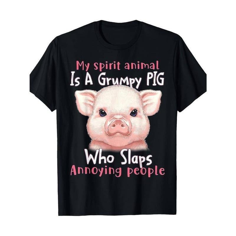 [100% Cotton] graphic tees Men'S Casual Cotton T-Shirt with Grumpy Pig Graphic