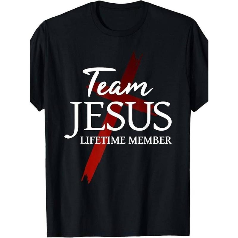 [100% Cotton] graphic tees Men's Christian Faith Team Jesus Lifetime Member T-Shirt
