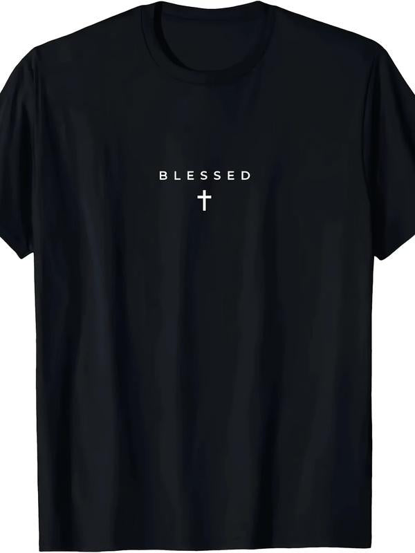 [100% Cotton] graphic tees Minimalist - Holy Cross Printed T-Shirt Lightweight For Casual Summer Wear - 100% Cotton Short...