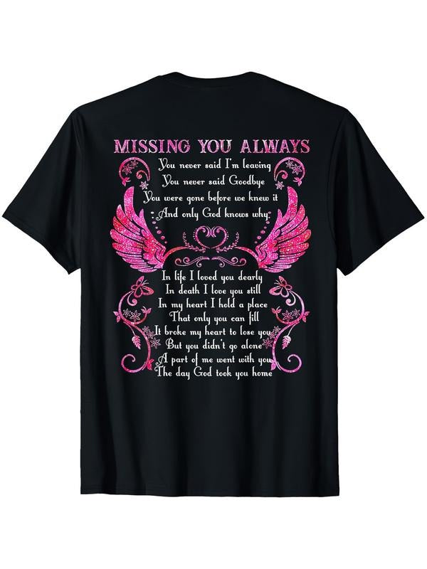 [100% Cotton] graphic tees Missing You" Memorial T-Shirt for Men