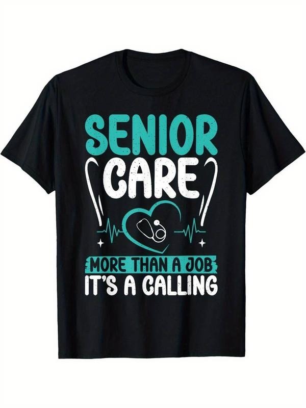 [100% Cotton] graphic tees Senior Care Geriatric Nurse T-Shirt - 100% Cotton, Black, Sizes S-XXXL Hoodie, Sweatshirt
