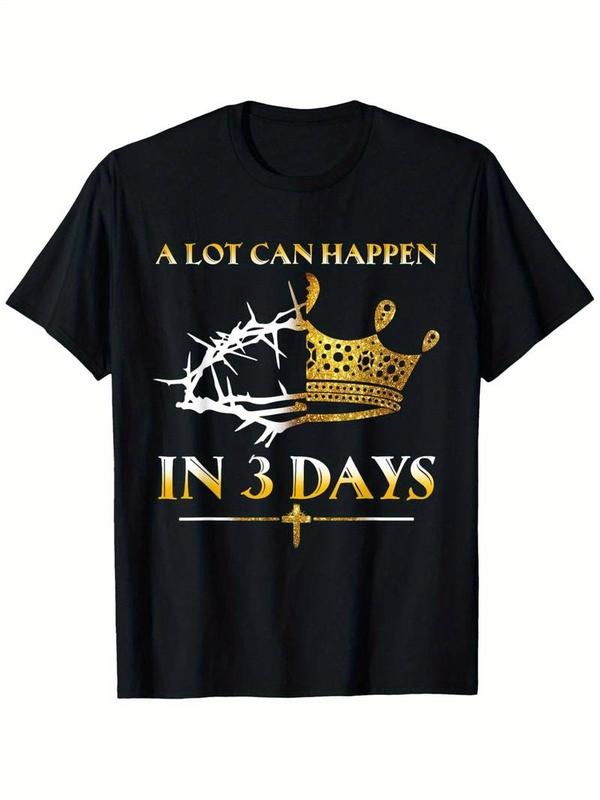 [100% Cotton] graphic tees Unisex Easter T-Shirt | 100% Cotton | 'A Lot Can Happen In 3 Days' Crown & Cross Graphic...