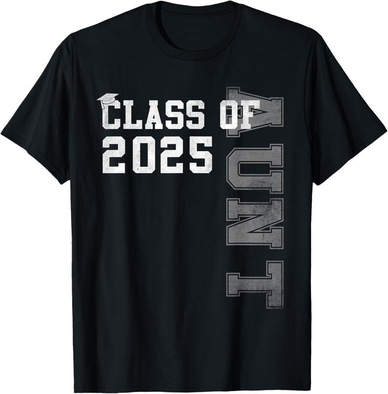 100% Cotton Aunt Senior 2025 Proud Auntie Of A Class Of 2025 Graduation T-Shirt Hoodie, Sweatshirt | HypeDripTees.com