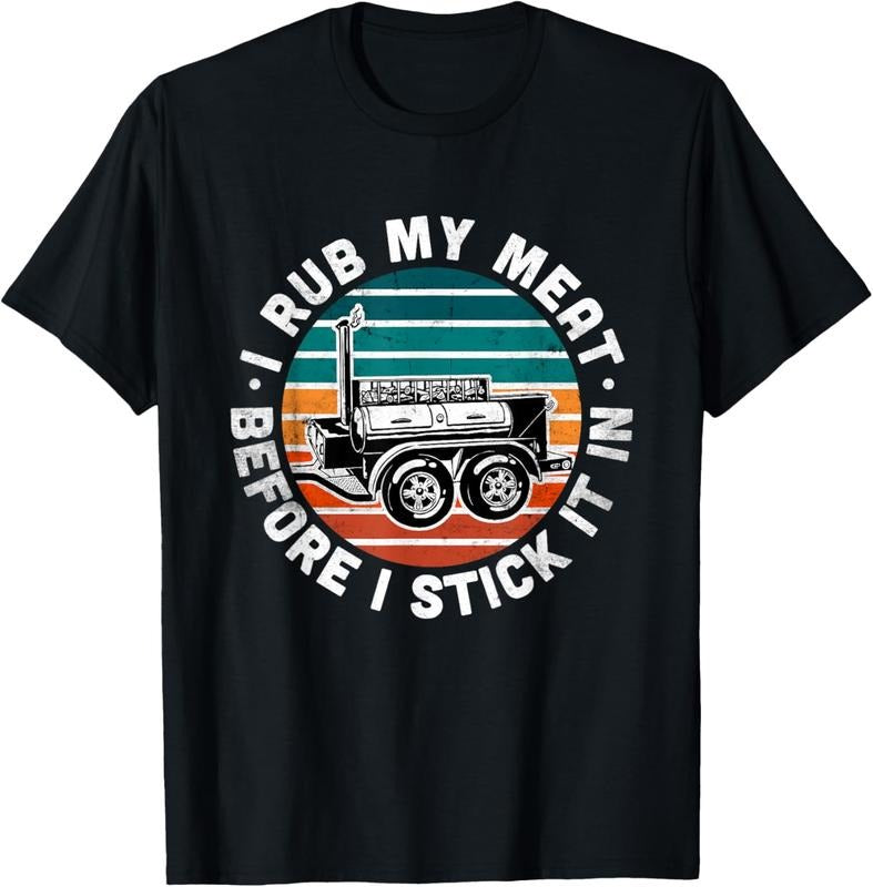 100% Cotton BBQ Dad Offset Smoker Pit Accessory I Rub My Meat Funny text T-Shirt Hoodie, Sweatshirt | HypeDripTees.com