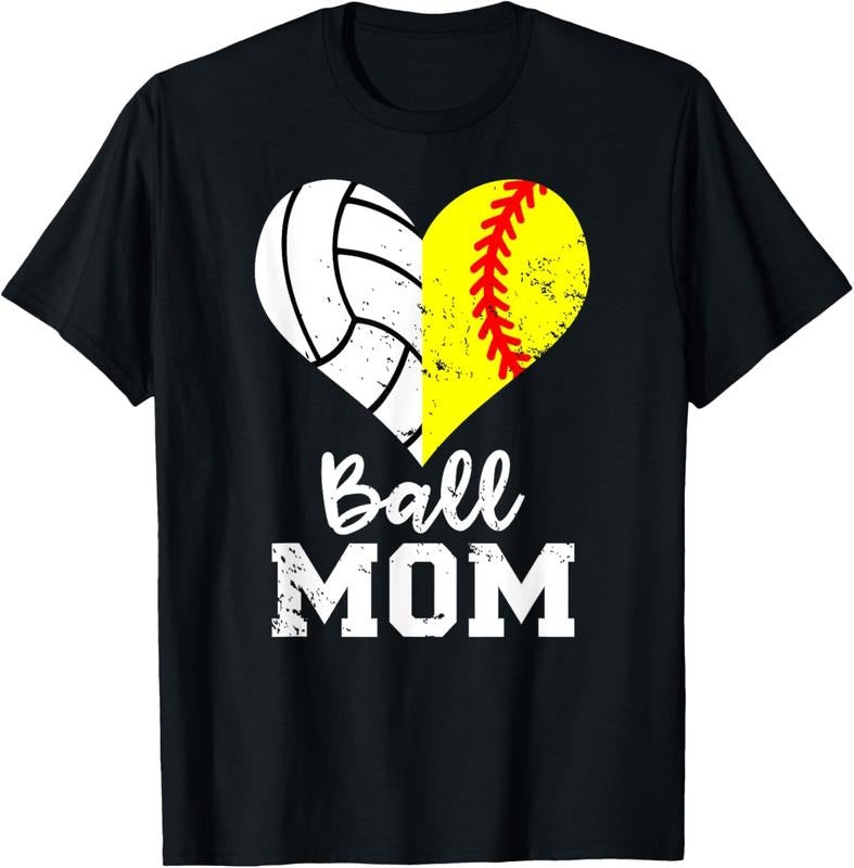 100% Cotton Ball Mom Heart Funny Softball Volleyball Mom T-Shirt Hoodie, Sweatshirt | HypeDripTees.com