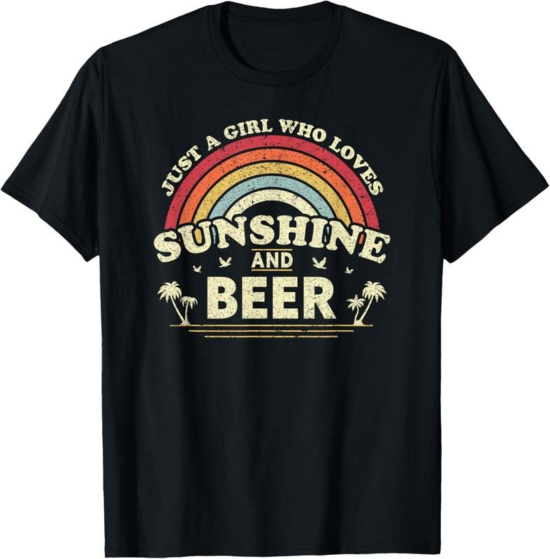 100% Cotton Beer Shirt. Just A Girl Who Loves Sunshine And Beer T-Shirt Hoodie, Sweatshirt | HypeDripTees.com