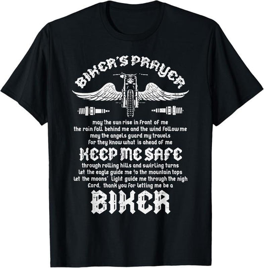 100% Cotton Bikers Prayer Vintage Motorcycle Motorbike Men Women s T-Shirt