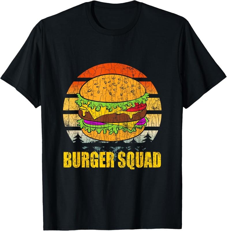 100% Cotton Cheese On Burger Squad Funny Hamburger Lover Graphic T-Shirt Hoodie, Sweatshirt | HypeDripTees.com
