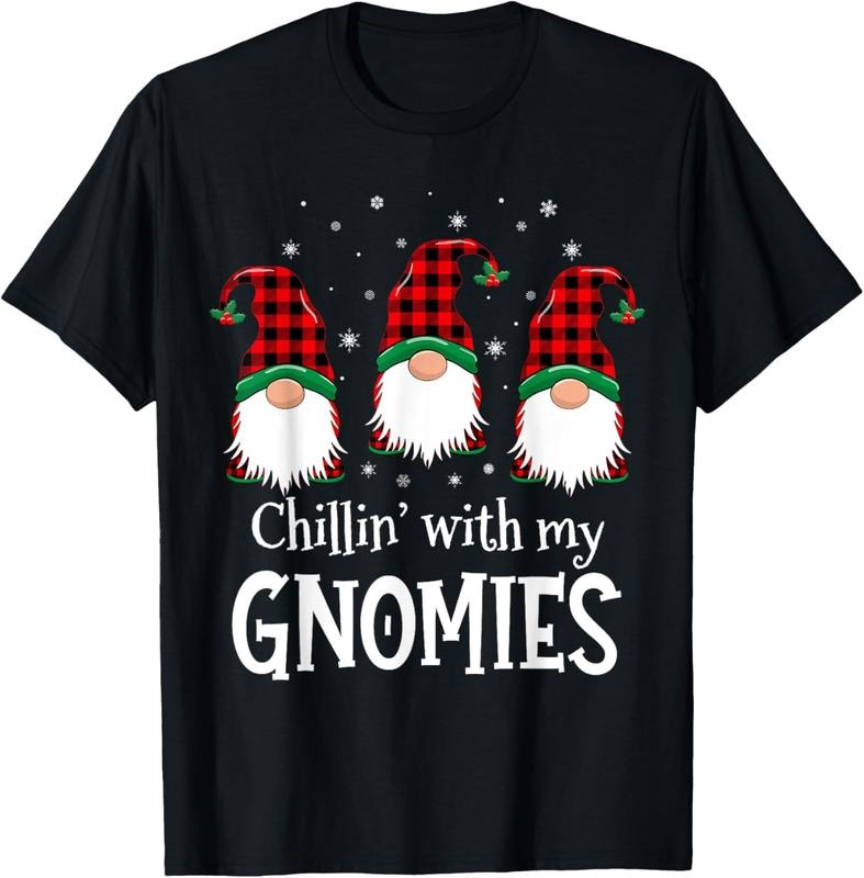 100% Cotton Chillin' With My Gnomies Buffalo Red Plaid Christmas Gnome T-Shirt Hoodie, Sweatshirt | HypeDripTees.com