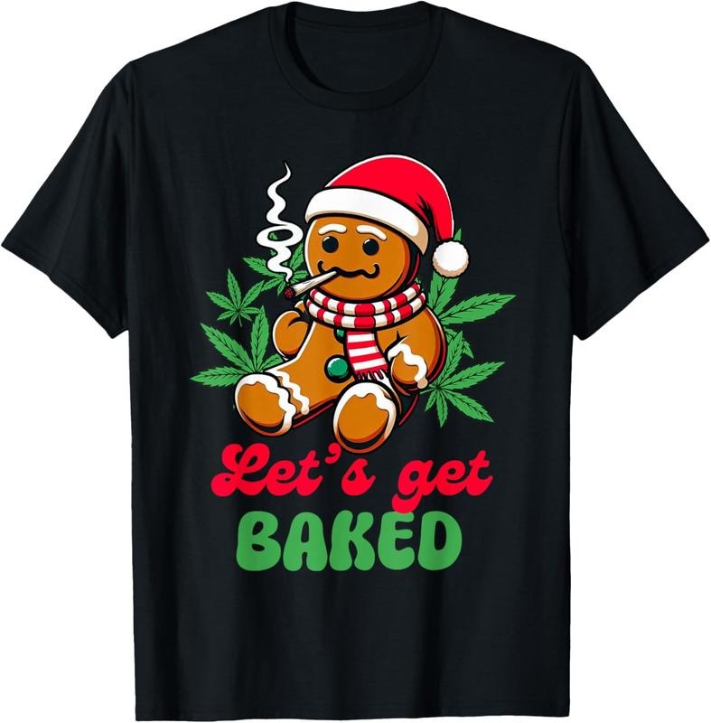 100% Cotton Christmas Xmas Cannabis Weed Lover Smoking Let's Get Baked T-Shirt Hoodie, Sweatshirt | HypeDripTees.com