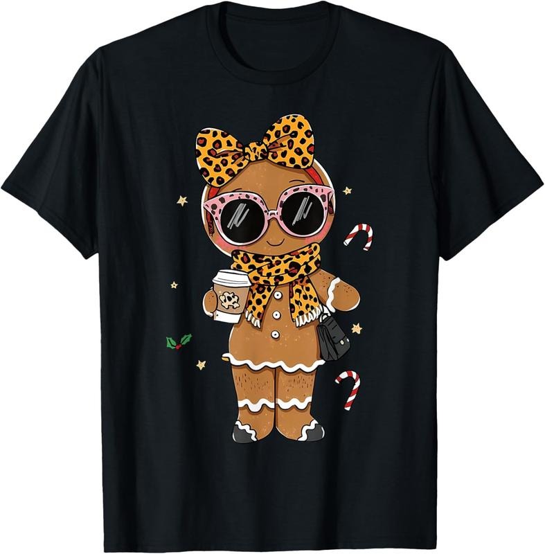 100% Cotton Cute Gingerbread Leopard Coquette Christmas Xmas Girl Women T-Shirt Hoodie, Sweatshirt | HypeDripTees.com
