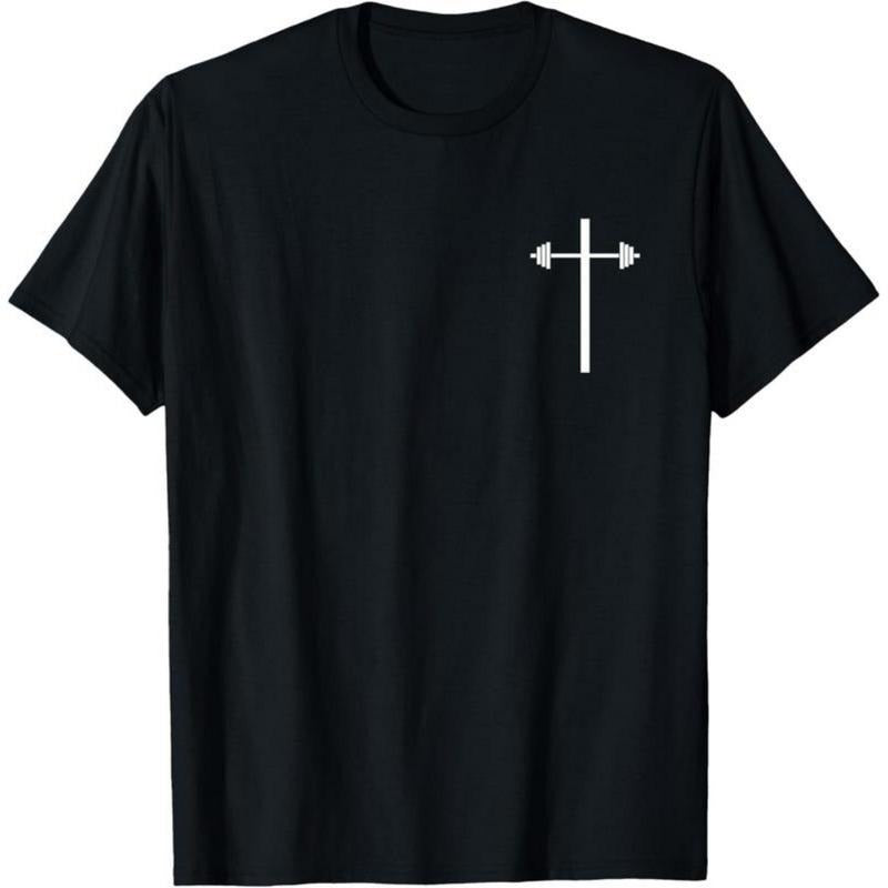 100% Cotton Dumbbell Barbell Cross Christian Gym Workout in Pocket T-Shirt Hoodie, Sweatshirt | HypeDripTees.com