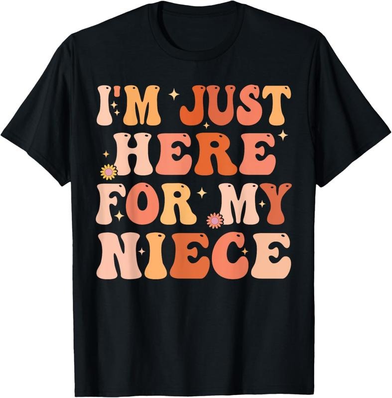 100% Cotton Funny Aunt Life Auntie Groovy I'm Just Here For My Niece T-Shirt Hoodie, Sweatshirt | HypeDripTees.com