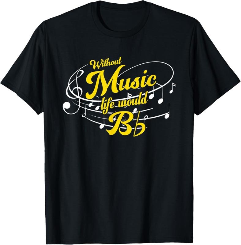 100% Cotton Funny Life Would B Flat Without Music Musical Notes Musician T-Shirt Hoodie, Sweatshirt | HypeDripTees.com