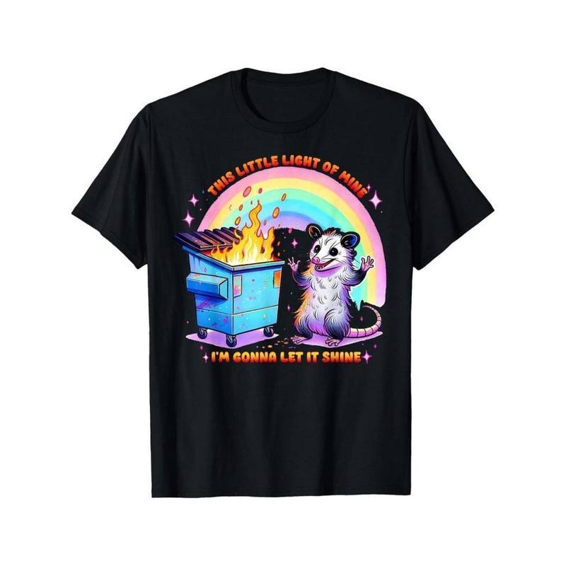 100% Cotton Funny Possum This Little Light - My Trash Can Fire Possum T-Shirt Hoodie, Sweatshirt | HypeDripTees.com