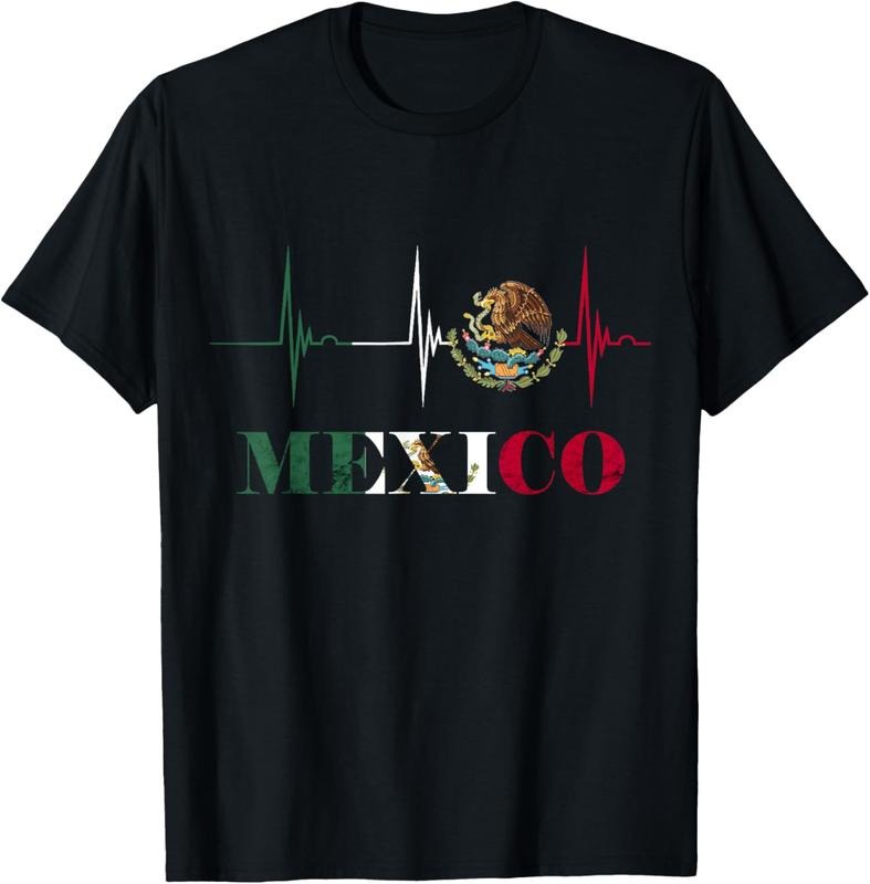 100% Cotton Heartbeat EKG Pulse Mexico Emblem Mexico Flag Mexican Pride T-Shirt Hoodie, Sweatshirt | HypeDripTees.com