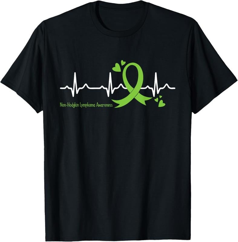 100% Cotton Heartbeat Lime Green Ribbon Non-Hodgkin Lymphoma Awareness T-Shirt Hoodie, Sweatshirt | HypeDripTees.com
