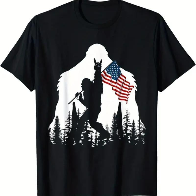 100% Cotton High Quality Funny American Flag Sasquatch Believers T-Shirt Hoodie, Sweatshirt | HypeDripTees.com