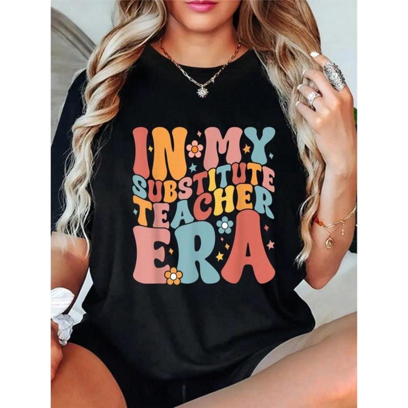 100% Cotton In My Substitute Teacher Era Retro Groovy Back To School T-Shirt Hoodie, Sweatshirt | HypeDripTees.com