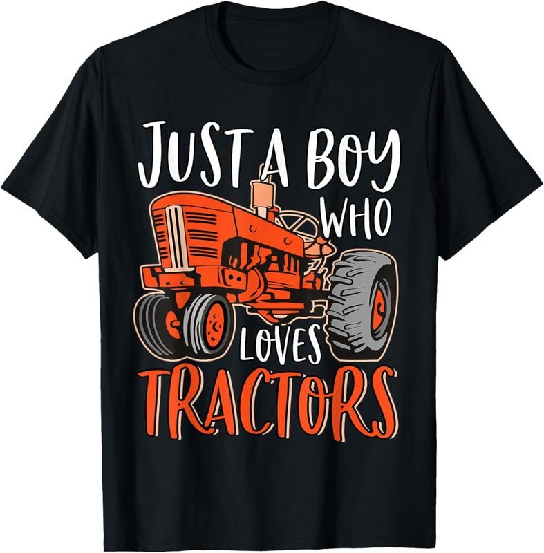 100% Cotton Just A Boy Who Loves Tractors Cute Funny Tractor Farming T-Shirt Hoodie, Sweatshirt | HypeDripTees.com