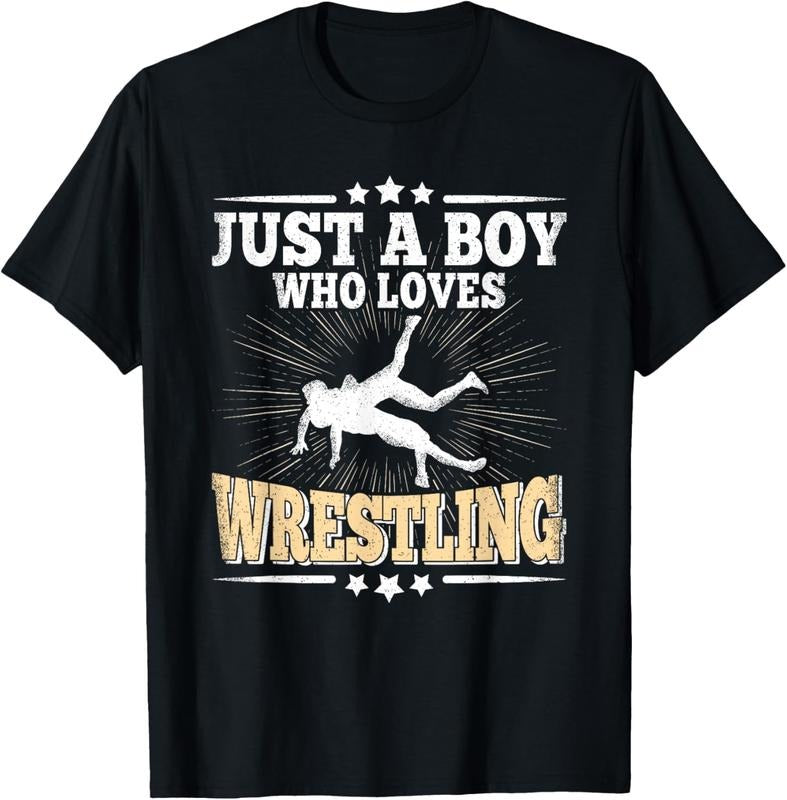 100% Cotton Just A Boy Who Loves Wrestling Funny Wrestle Lover Wrestler T-Shirt Hoodie, Sweatshirt | HypeDripTees.com