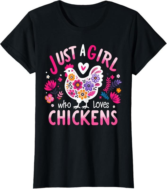 100% Cotton Just A Girl Who Loves Chickens Funny Chicken T-Shirt Hoodie, Sweatshirt | HypeDripTees.com