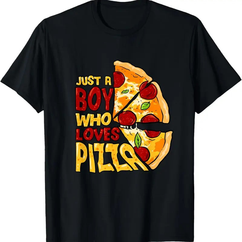 100% Cotton Just a Boy who loves Pizza T-Shirt Hoodie, Sweatshirt | HypeDripTees.com