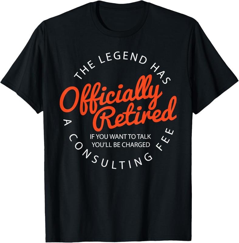100% Cotton Legend Officially Retired" Men's Funny Retirement T-Shirt - Black, Classic Fit, Crew Neck