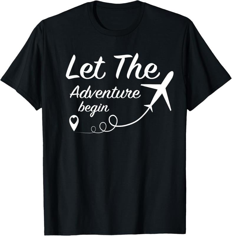 100% Cotton Let The Adventure Begin - Love Travel Airplane Traveling T-Shirt Hoodie, Sweatshirt | HypeDripTees.com