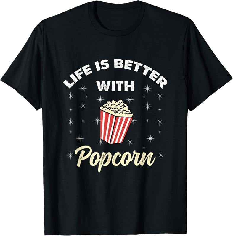 100% Cotton Life Is Better With Popcorn T-Shirt Hoodie, Sweatshirt | HypeDripTees.com