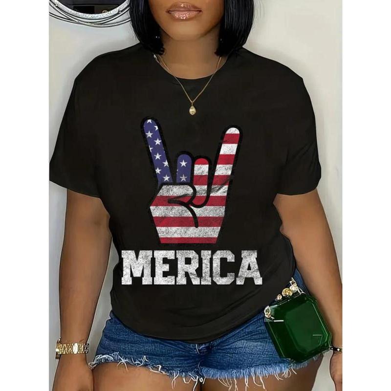 100% Cotton Merica Rock Sign Vintage American Flag Retro USA T-Shirt Hoodie, Sweatshirt | HypeDripTees.com