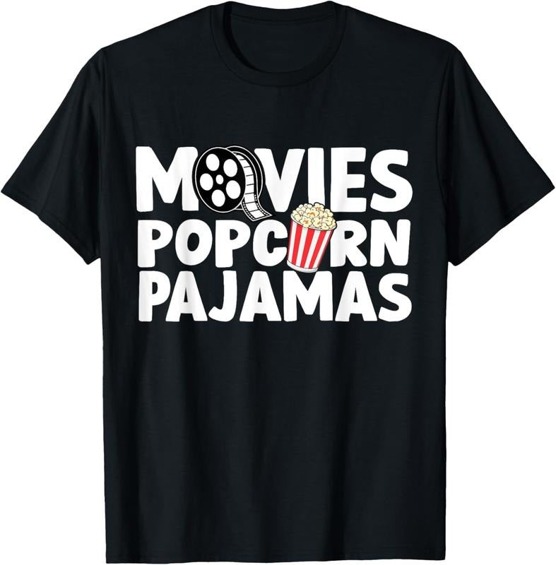 100% Cotton Movies Popcorn And Pajamas Popcorn Movie Night T-Shirt Hoodie, Sweatshirt | HypeDripTees.com