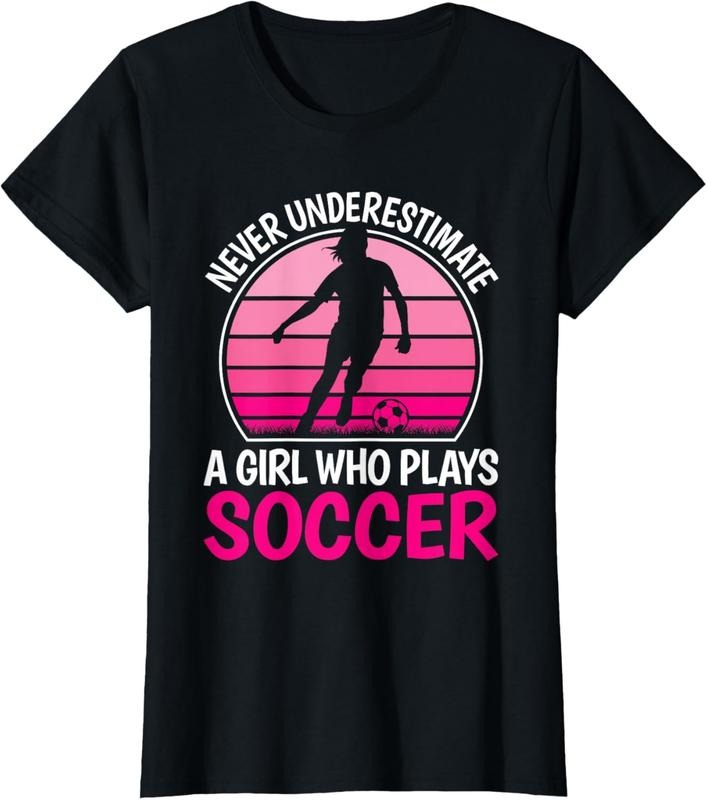 100% Cotton Never Underestimate A Girl Who Plays Soccer Cute Soccer Girl T-Shirt Hoodie, Sweatshirt | HypeDripTees.com