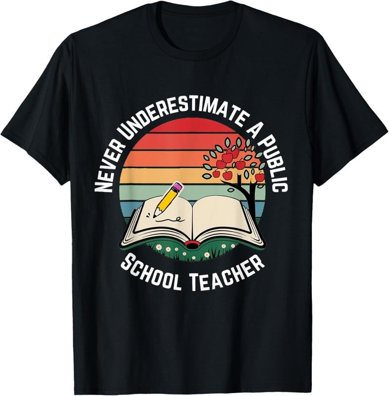 100% Cotton Never Underestimate A Public School Teacher Retro Vintage T-Shirt Hoodie, Sweatshirt | HypeDripTees.com