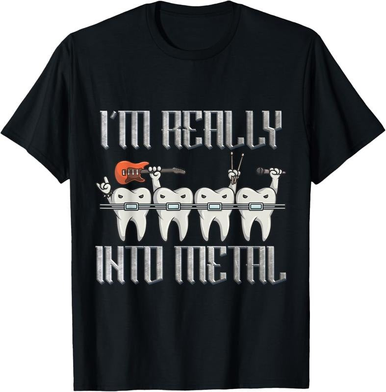 100% Cotton Orthodontist I'm Really Into Heavy Metal Funny Rockin Braces T-Shirt Hoodie, Sweatshirt | HypeDripTees.com